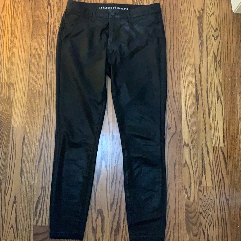 Articles of Society Coated Black Skinny Jeans